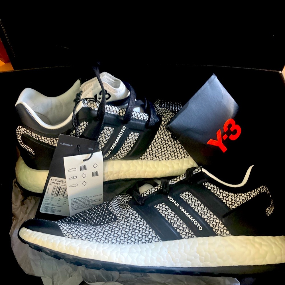 Adidas Y-3 Yohji Yamamoto Pure Boost White Black Gray CP9888 US Size 7 Men's